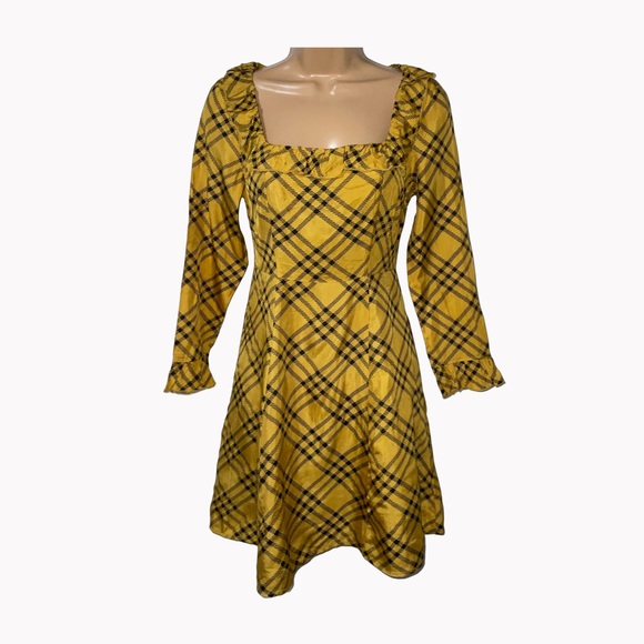 #16 - UO Kristen Plaid Ruffle Square-Neck Dress - Picture 2 of 7